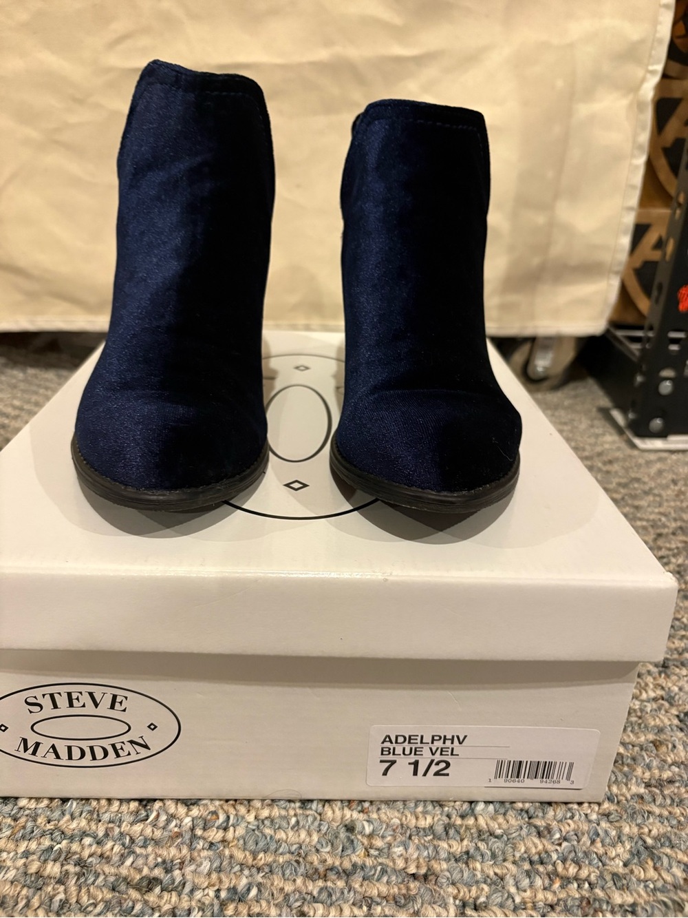 Steve Madden Navy Blue Velvet Ankle Booties